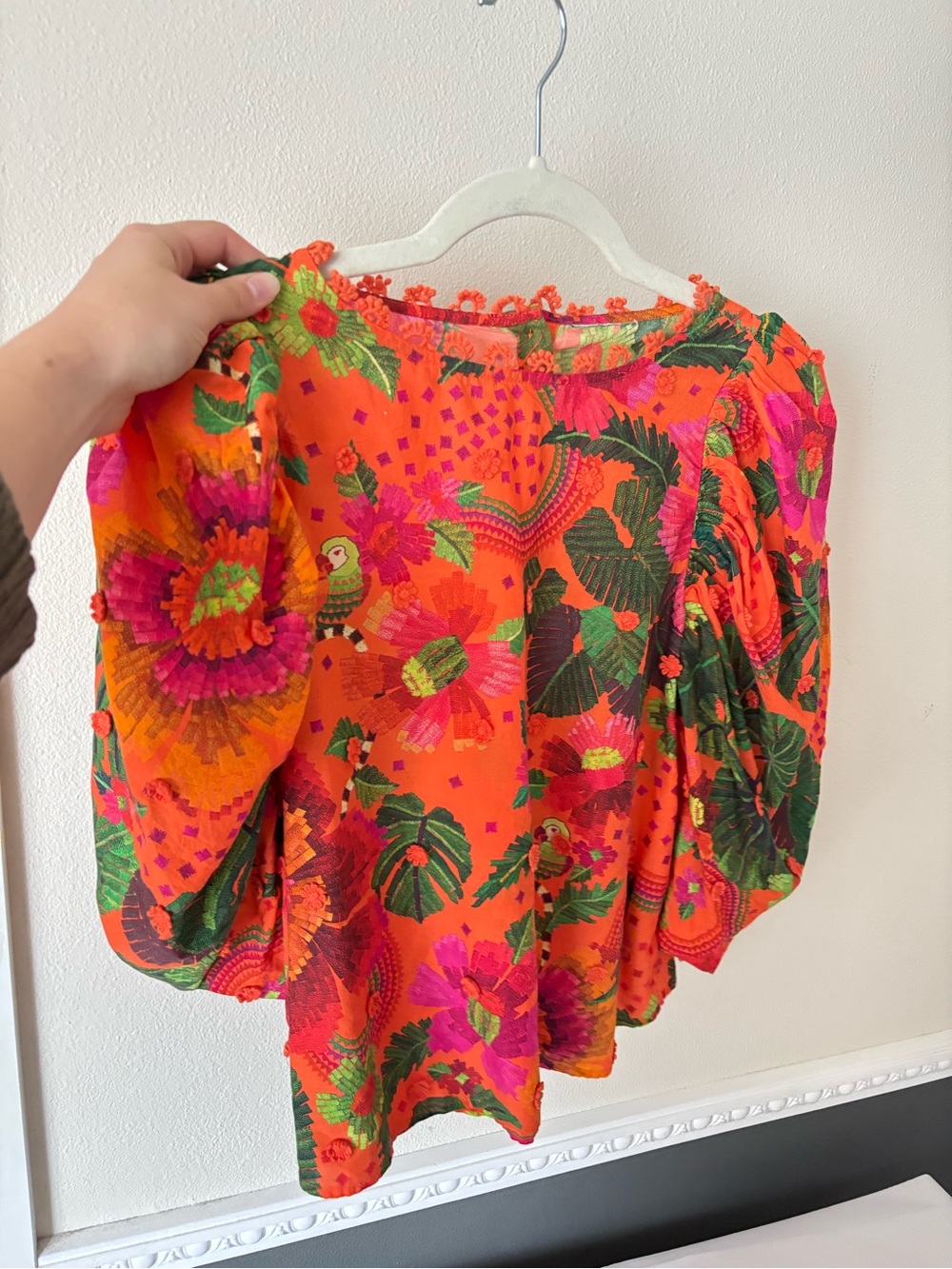 FARM RIO Cotton Blooming Garden Blouse Orange Floral Size Small - Picture 5 of 12